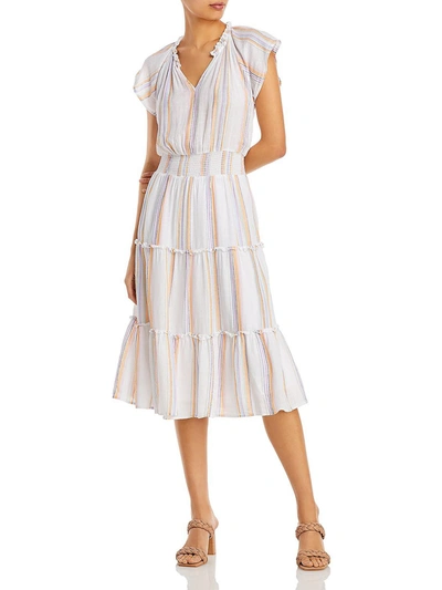 Rails Amellia Womens Linen Blend Ruffled Midi Dress In Multi