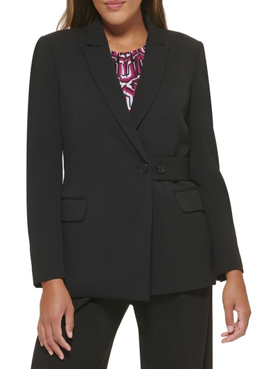 Calvin Klein Womens Belted Suit Separate Double-breasted Blazer In Black