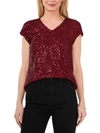 Vince Camuto Sequin Cap Sleeve Top In Multi