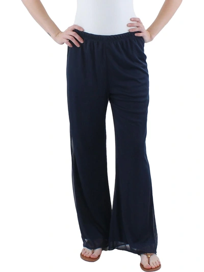 R & M Richards Petites Womens Mid-rise Dressy Straight Leg Pants In Blue