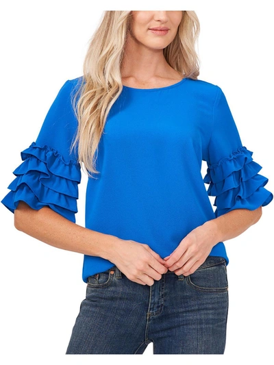 Cece Womens Chiffon Tiered Blouse In Blue