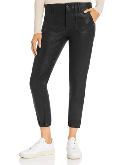 Paige Womens Denim Coated Jogger Jeans In Black
