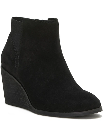 Lucky Brand Zorlina Womens Leather Ankle Boot Wedge Boots In Black