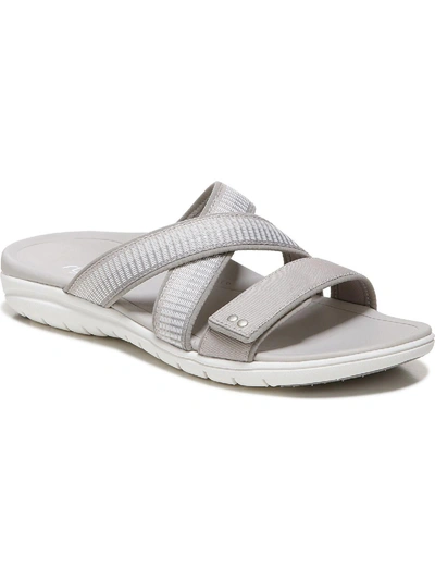 Ryka Sage Womens Slip On Casual Slide Sandals In Grey