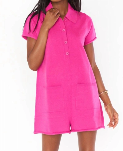 SHOW ME YOUR MUMU GIO SWEATER ROMPER IN HOT PINK KNIT