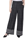 NY COLLECTION PETITES WOMENS JERSEY POLYESTER WIDE LEG PANTS