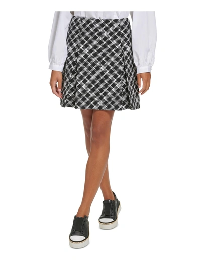 Karl Lagerfeld Womens Tweed Plaid Mini Skirt In Black