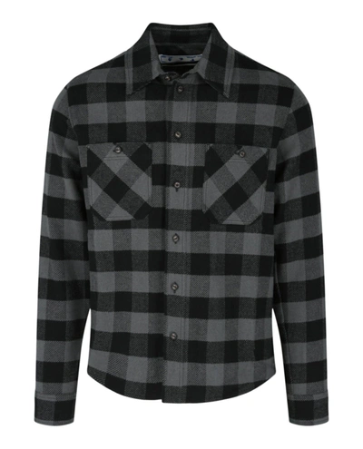 Off-white Arrow Flannel Shirt In Grey