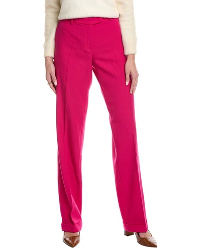 Michael Kors Collection Carolyn Flat Front Wool Straight Leg Trouser In Pink