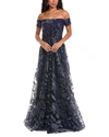 RENE RUIZ OFF-THE-SHOULDER DRAPED A-LINE GOWN