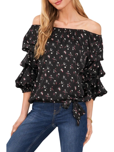 Vince Camuto Womens Floral Off-the-shoulder Blouse In Black