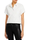 ALICE AND OLIVIA WOMENS VEGAN LEATHER SNAP FRONT BUTTON-DOWN TOP