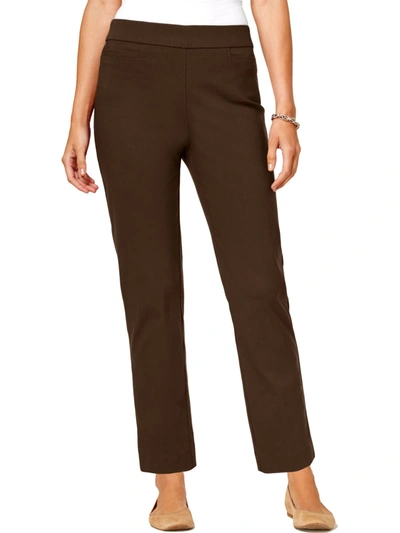 Alfred Dunner Womens Modern Fit Pull On Ankle Pants In Brown