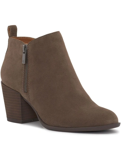 Lucky Brand Baselmid Womens Leather Stacked Heel Ankle Boots In Brown