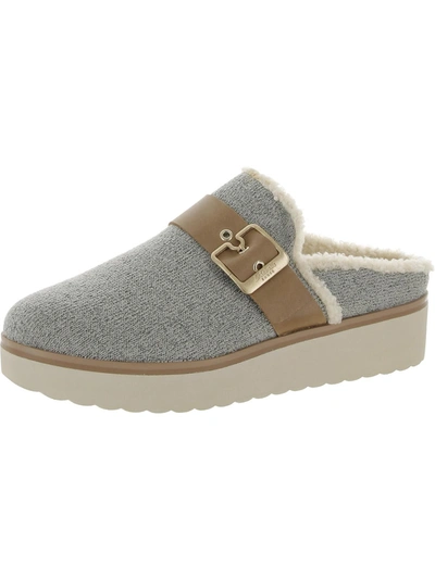 Dr. Scholl's Shoes Lexi Womens Faux Fur Lined Slip On Mules In Grey