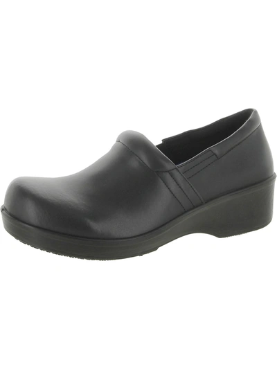 Dr. Scholl's Shoes Dynamic Womens Leather Slip-on Work And Safety Shoes In Black