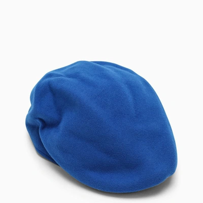 Comme Des Garçons Shirt Solid Color Wool Flat Cap In Blue