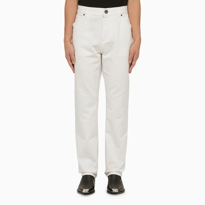 BALMAIN BALMAIN REGULAR WHITE COTTON TROUSERS