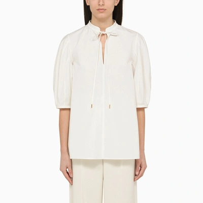 Chloé Puff-sleeve Cotton Blouse In Beige