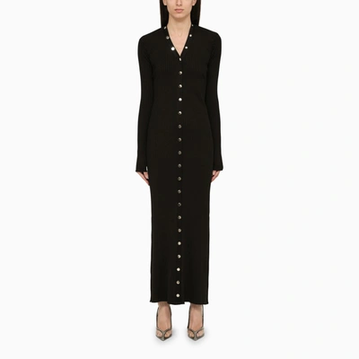 Attico The  Long Ribbed Cardigan In Black