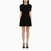 Valentino V Logo Knit Short Sleeve Mini Dress In Black