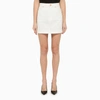 Balmain Trapeze Western Denim Mini Skirt In White