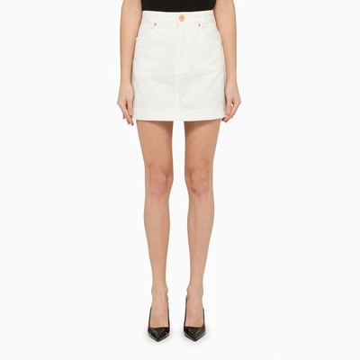 BALMAIN BALMAIN WHITE DENIM MINISKIRT