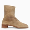 Maison Margiela Tabi 50mm Suede Boots In Beige