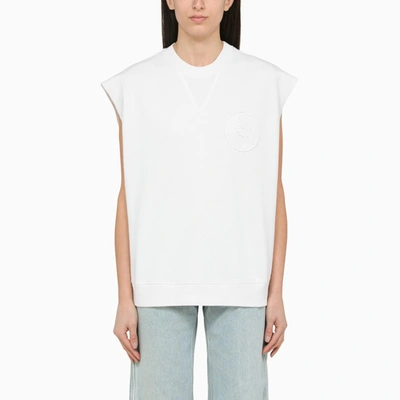 Stella Mccartney Stella Mc Cartney White Cotton Over Vest With Logo In Bianco