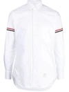 THOM BROWNE THOM BROWNE CLASSIC LONG SLEEVE BUTTON DOWN POINT COLLAR SHIRT WITH GG ARMBAND IN OXFORD CLOTHING
