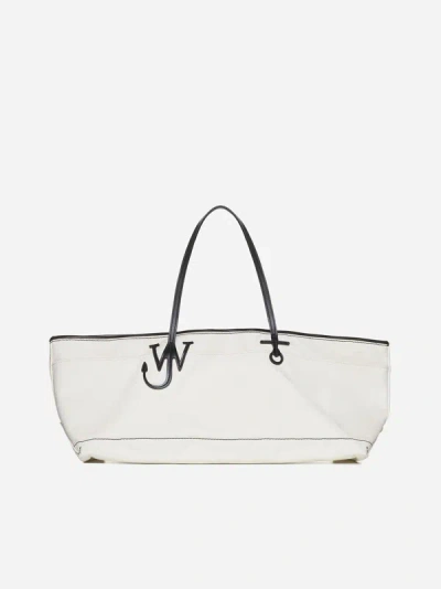 Jw Anderson Anchor Stretch Canvas Tote Bag In Natural,black