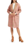 Belle & Bloom Publisher Plaid Double Breasted Wool Blend Coat In Iced Vovo