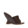 Schutz Aprill Woven-wedge Slide Sandals In Dark Chocolate