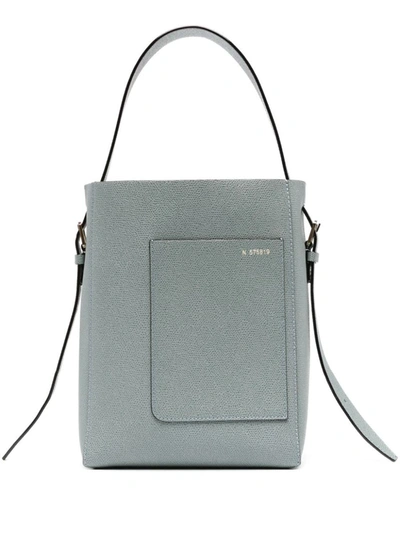 Valextra Small Leather Bucket Bag In Blue