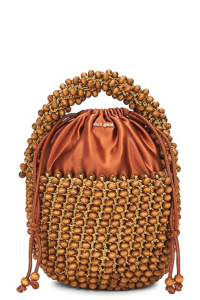 Cult Gaia Cora Mini Drawstring Bucket Bag In Brown