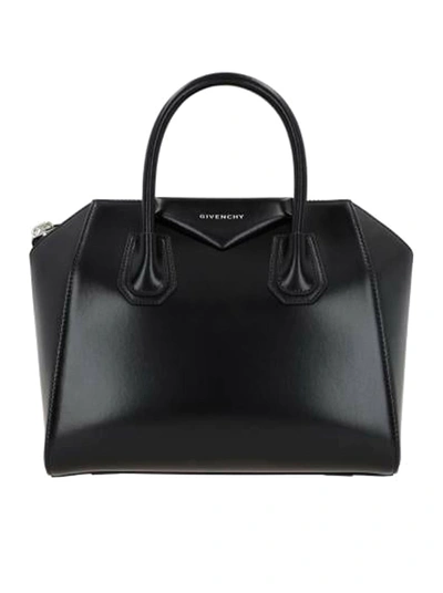 Givenchy Antigona Mini Box Leather Handbag In Black