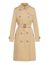 Burberry Belted Double-breasted Trench Coat With Epaulettes And Storm Flap In Nude & Neutrals