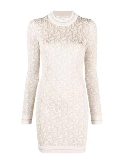 Palm Angels Monogram Jacquard Minidress In White