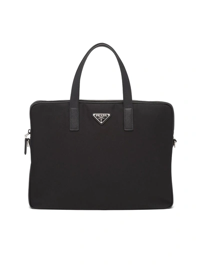 Prada Triangle-logo Briefcase In Black