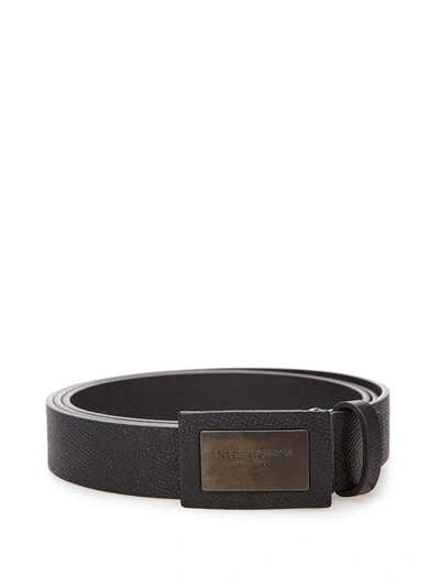 Dolce & Gabbana Black Leather Belt With Logo Buckle