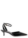 STUART WEITZMAN 'BARELYTHERE' BLACK PUMPS WITH ANKLE STRAP IN PATENT LEATHER WOMAN