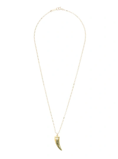 Isabel Marant Woman's Long Metal Necklace With Gold Colored Horn Pendant In Grey