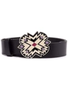 ISABEL MARANT ISABLEL MARANT WOMAN'S BLACK LEATHER BELT WITH DECORATED BUCKLE