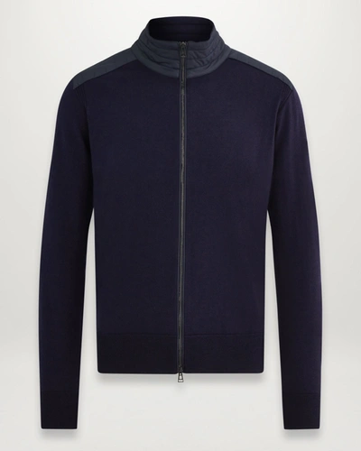 Belstaff Kelby Zip Cardigan In Washed Navy