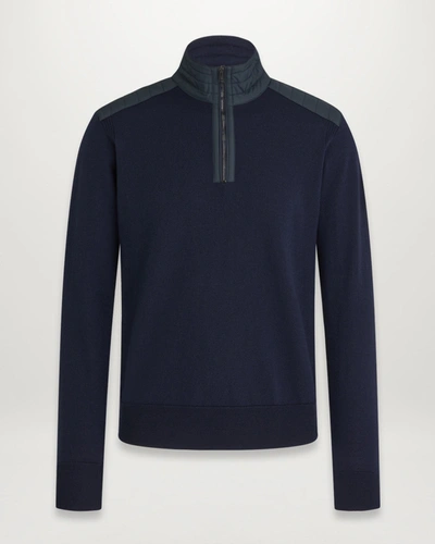 Belstaff Kilmington Quarter Zip Jumper In Washed Navy