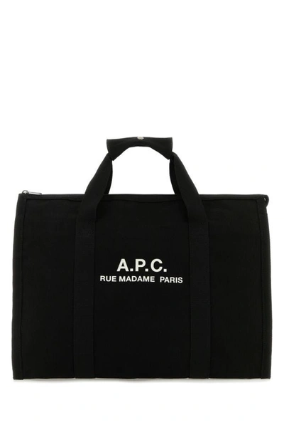 APC A.P.C. MAN BLACK CANVAS RECUPERATION SHOPPING BAG