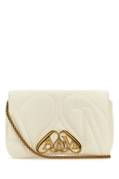 ALEXANDER MCQUEEN ALEXANDER MCQUEEN WOMAN IVORY LEATHER MINI SEAL CLUTCH