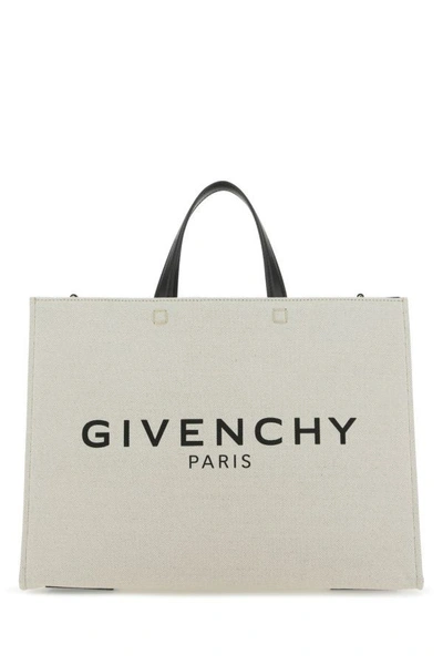 GIVENCHY GIVENCHY WOMAN IVORY CANVAS MEDIUM G SHOPPING BAG