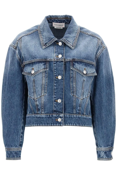 Alexander Mcqueen Denim Jacket In Worn Wash