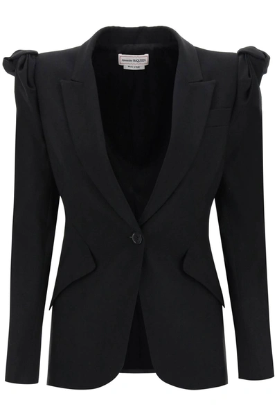 Alexander Mcqueen Jacket With Knotted Shoulders Women In Black